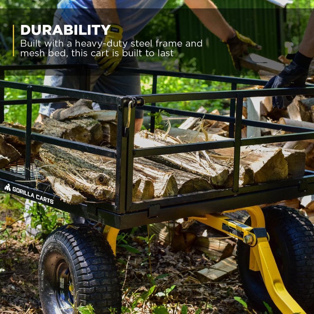 Heavy-Duty Black Steel Utility Cart with Removable Sides