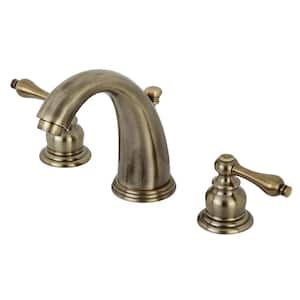 Antique Brass Double Handle 3 Hole Widespread Bathroom Sink Basin Faucet Knf199 