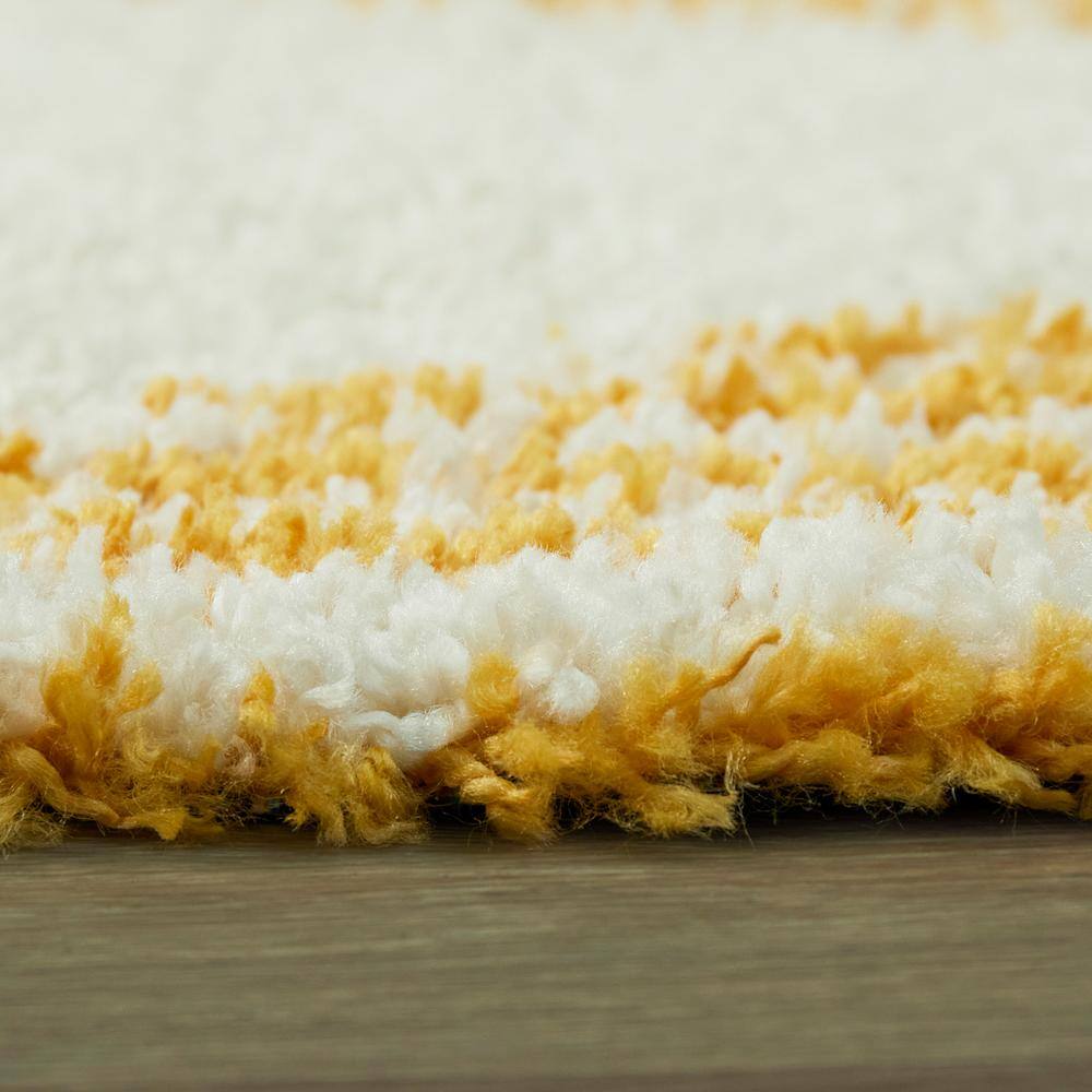 Sundance Striped Shag Area Rug 5' x 7' Orange Synthetic