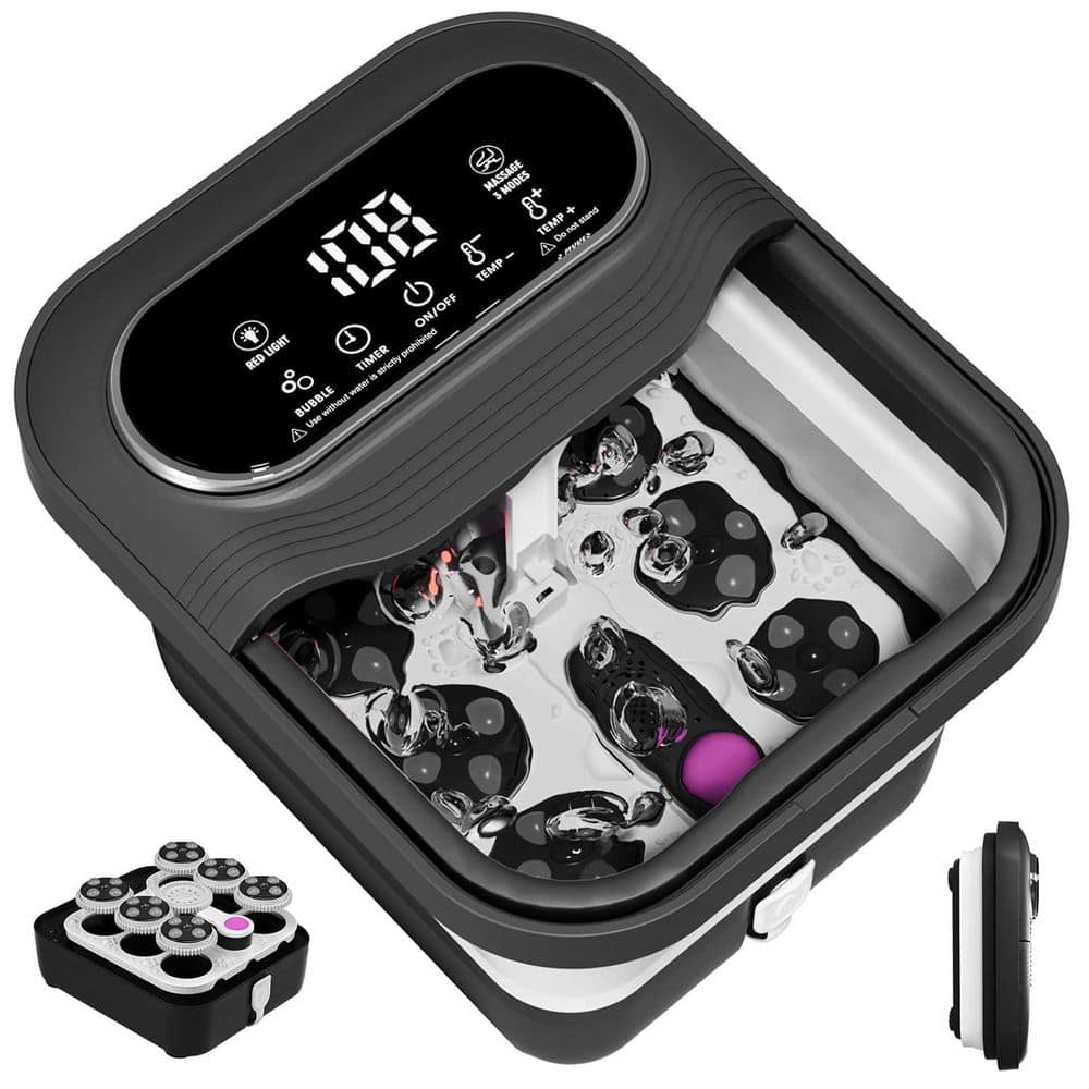 Collapsible Foot Spa Electric Rotary Massage Foot Bath with Heat Bubble Temperature Control 24 Shiatsu Balls Black price history on PriceWatchPro