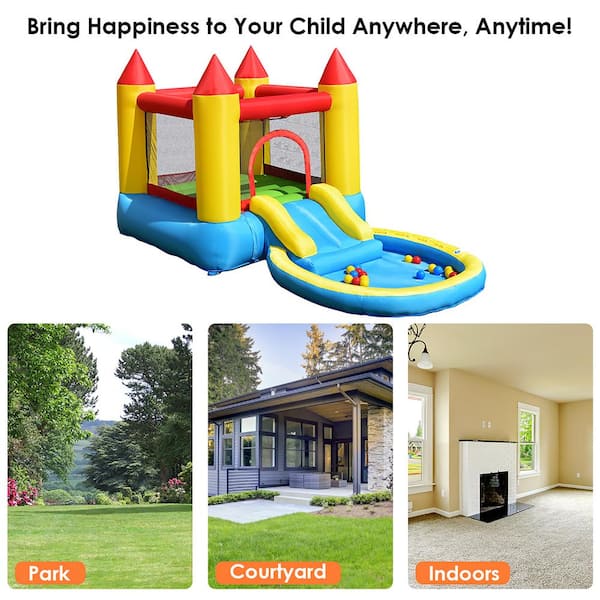 Inflatable Bounce House With Slide, Jumping Castle With Blower,Children Outdoor