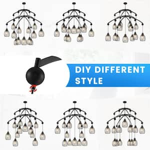 Retro 13-light Vintage Wrought Iron Black Creative Ceiling Chandelier for Kitchen Island Dining Living Room Bedroom