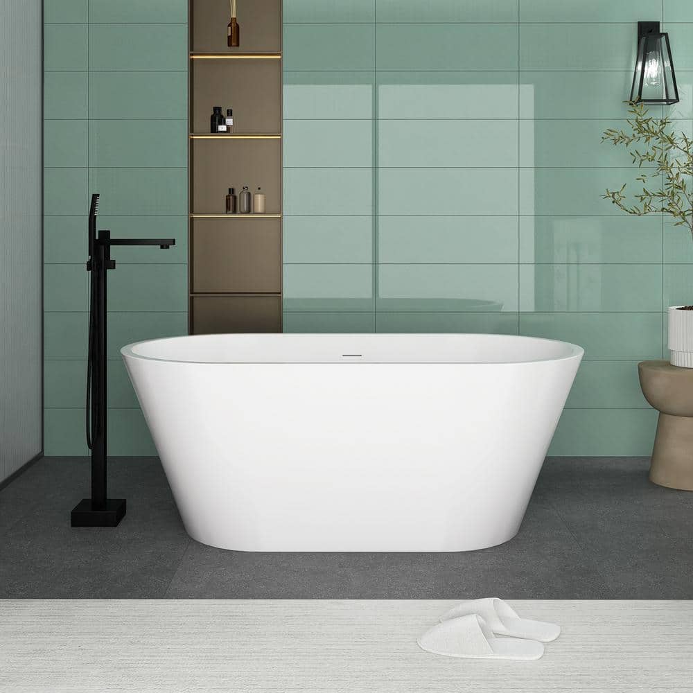 59 in. x 29.5 in. Acrylic Freestanding Flatbottom Soaking Bathtub in White price history on PriceWatchPro