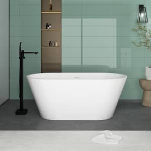 59 in. x 29.5 in. Acrylic Freestanding Flatbottom Soaking Bathtub in White