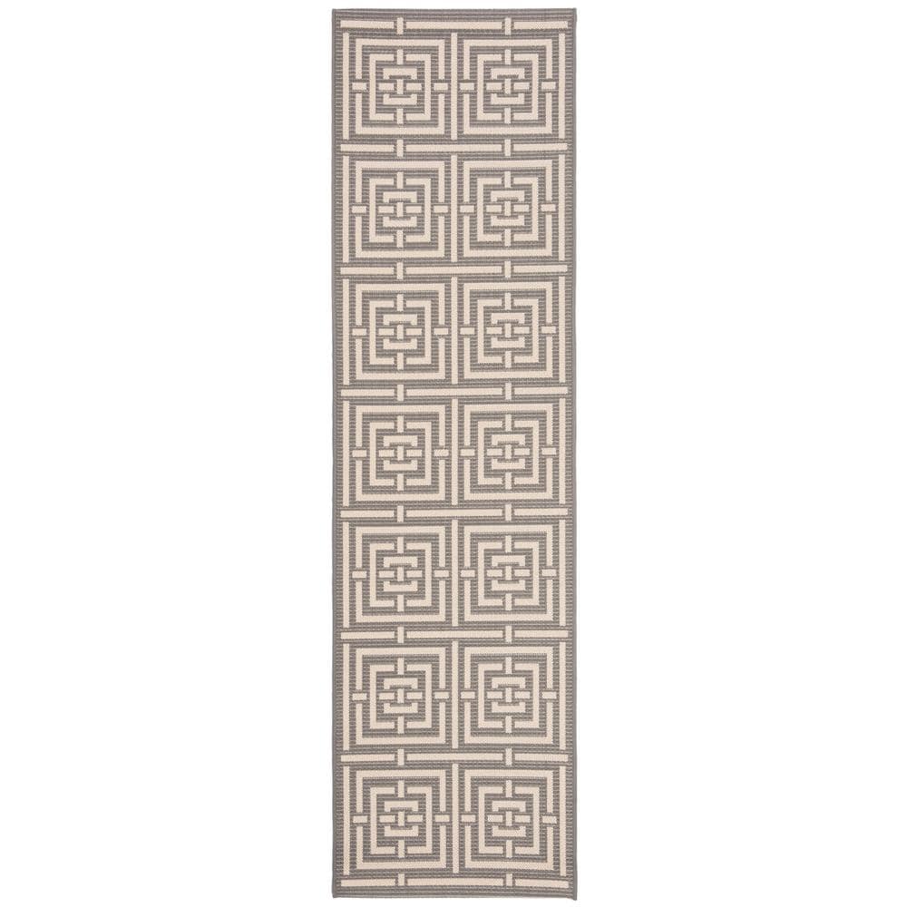 Courtyard Gray/Cream 2 ft. x 18 ft. Geometric Indoor/Outdoor Patio  Runner Rug price history on PriceWatchPro