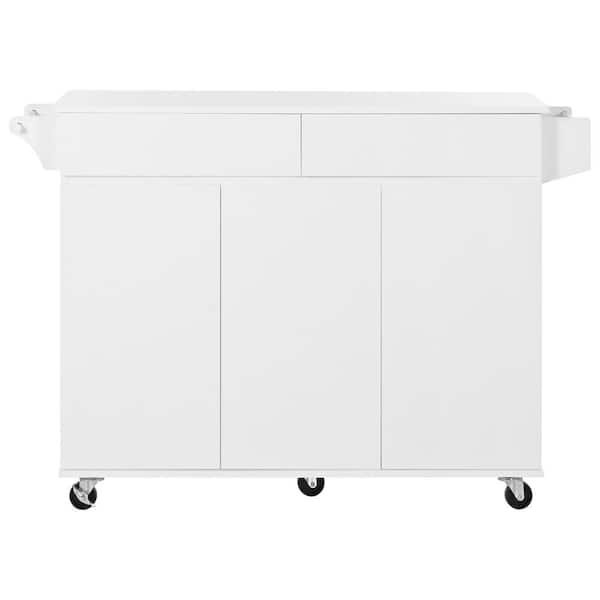 Unbranded MDF Kitchen Cart with 3-Door Cabinet, Spice Rack, Drop Leaf and Towel Rack