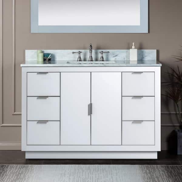 WOODBRIDGE Venice 49 in.W x 22 in.D x 38 in.H Bath Vanity in White with Marble Vanity Top in White with White Sink