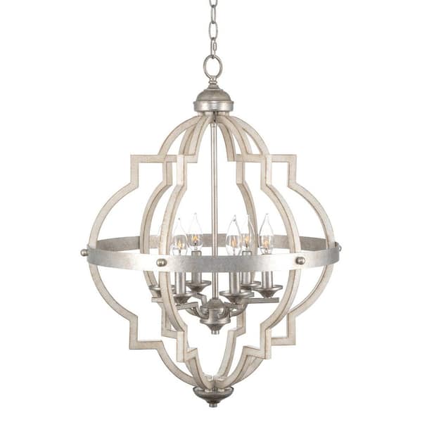 Kira Home Capistrano 60-Watt 6-Light Galvanized Steel Farmhouse Chandelier, No Bulb Included