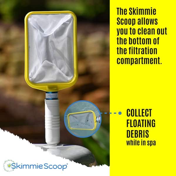 The Skimmie Scoop - Patented Handheld Skimmer with Fine Mesh Net for Spa,  Hot Tub, and Small Pool Cleaning - Lightweight and Durable with Powerful