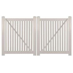 Williamsport 10 ft. W x 4 ft. H Tan Vinyl Pool Fence Double Gate Kit Includes Gate Hardware