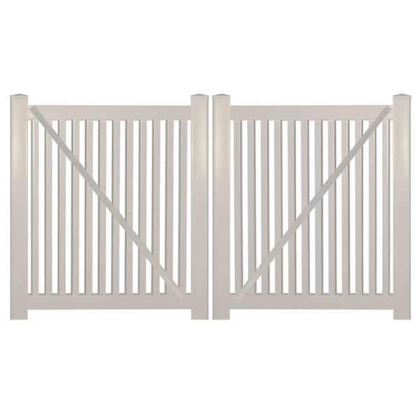 Weatherables Williamsport 10 ft. W x 4 ft. H Tan Vinyl Pool Fence Double Gate Kit Includes Gate Hardware