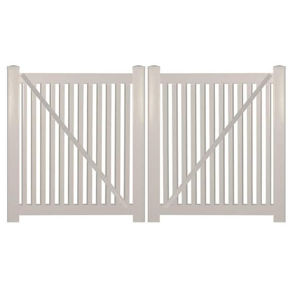 Weatherables Williamsport 10 ft. W x 4 ft. H Tan Vinyl Pool Fence Double Gate Kit Includes Gate