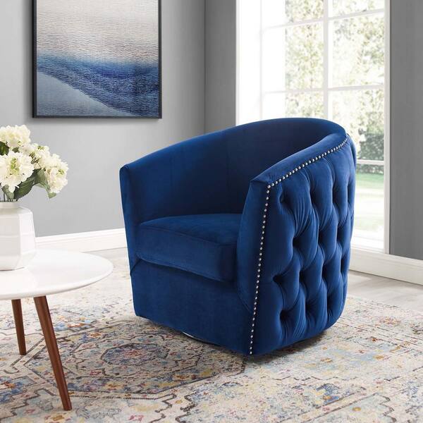 navy swivel armchair