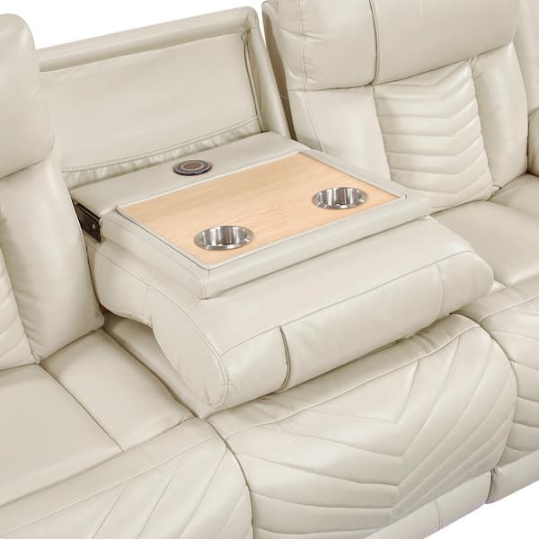 Lazzara Durant 87 in. W Pillow Top Arm Faux Leather Rectangle