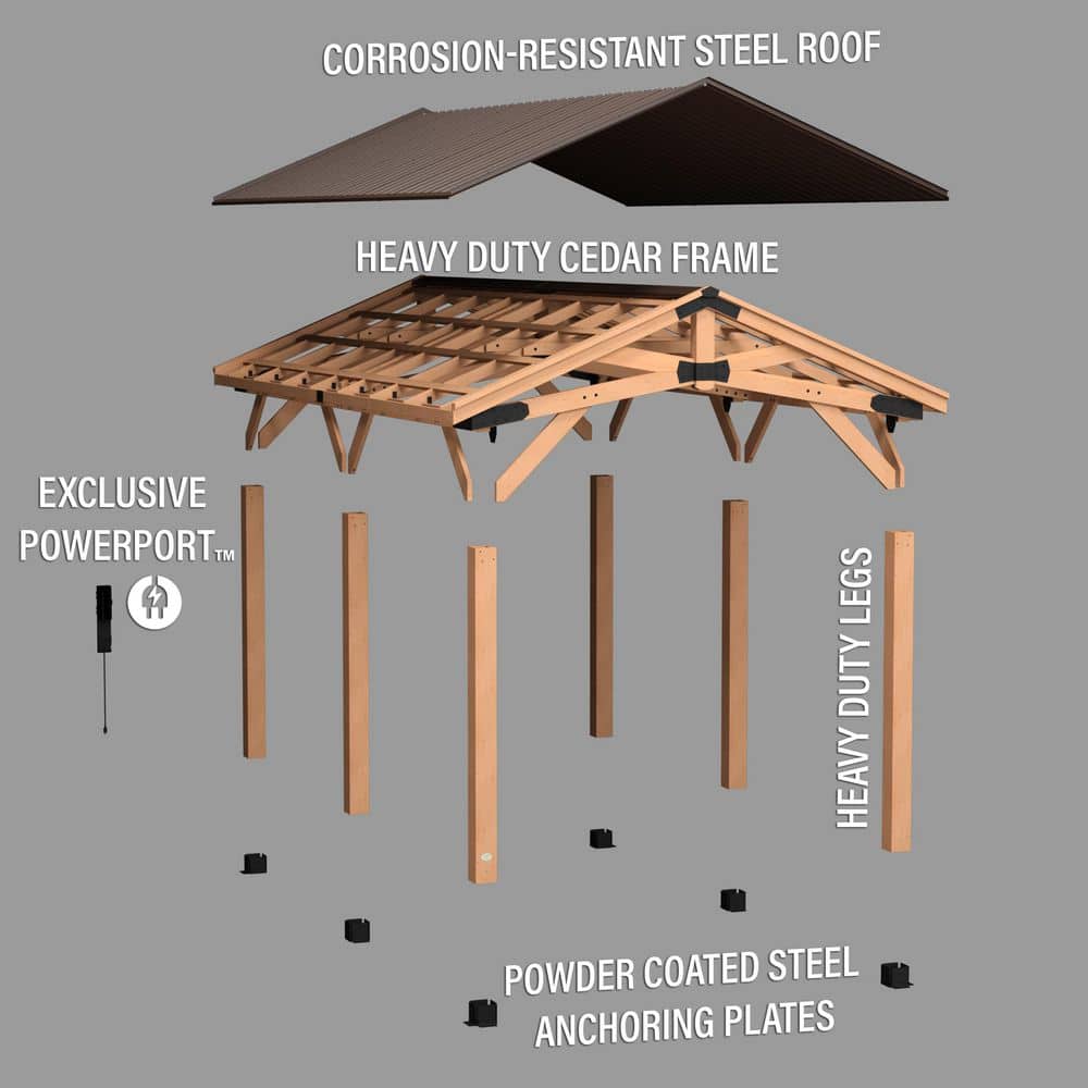 Cedar 20' x 12' Multi-Function Carport Gazebo Pavilion