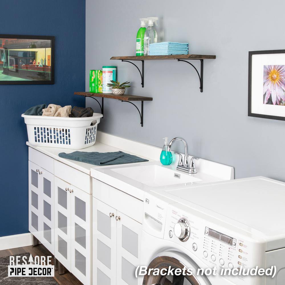 Boulder Black Pinewood Live Edge Wall Shelf Set