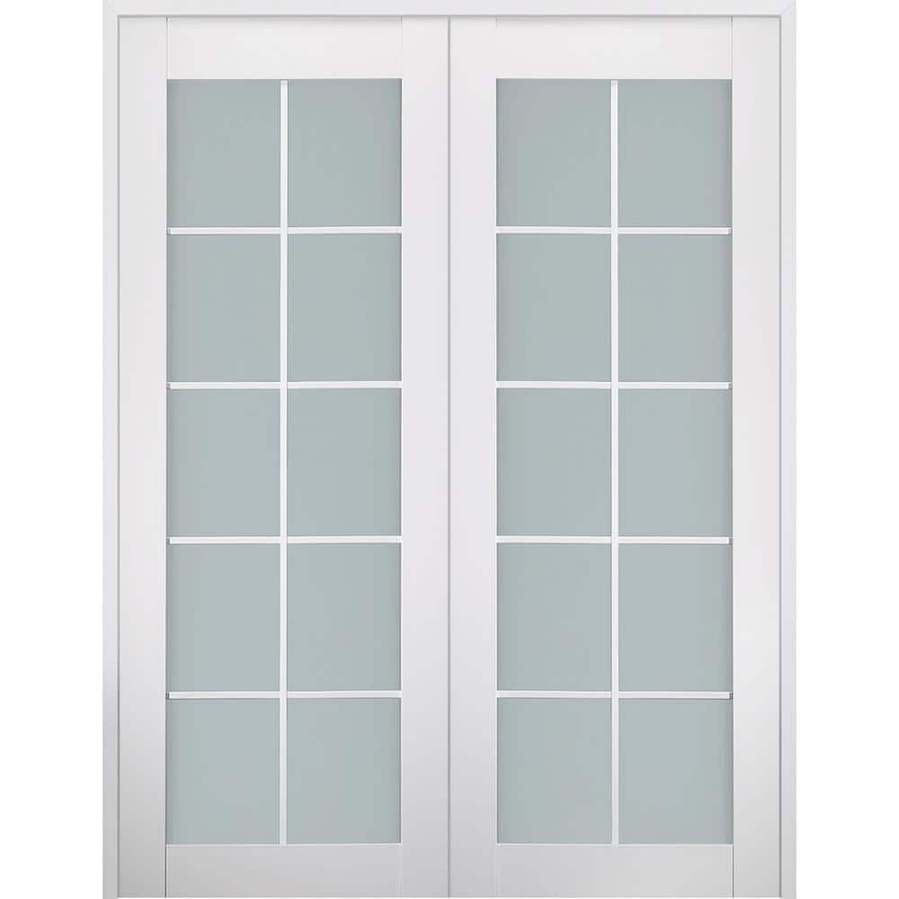 Smart Pro 10 Lite Frosted Glass White Composite French Door