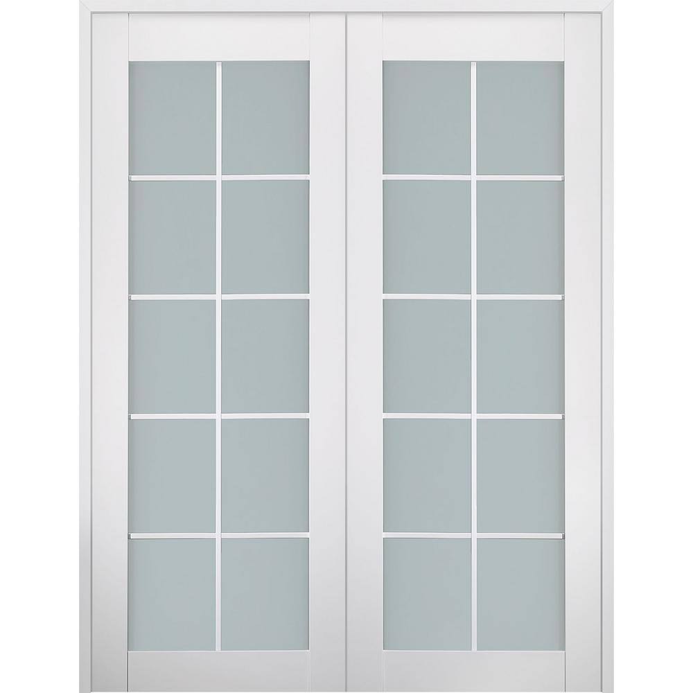 Smart Pro 60" White Frosted Glass and Composite French Door