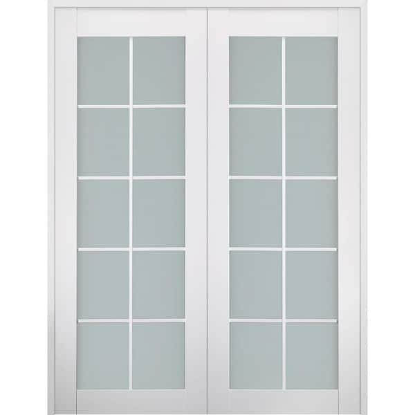 Belldinni Smart Pro 56 in. x 80 in. Both Active 10-Lite Frosted Glass Polar White Wood Composite Double Prehung French Door