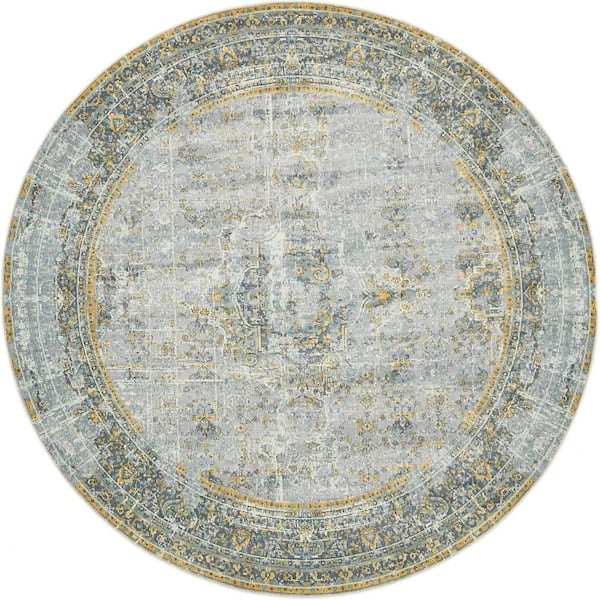 Unique Loom Baracoa Fidel Gray 8' 4 x 8' 4 Round Rug