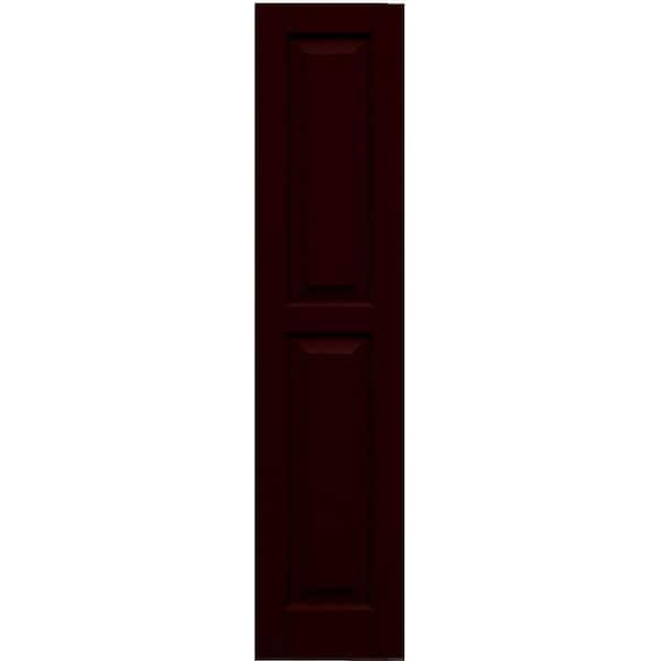 Winworks Wood Composite 12 in. x 53 in. Raised Panel Shutters Pair #657 Polished Mahogany
