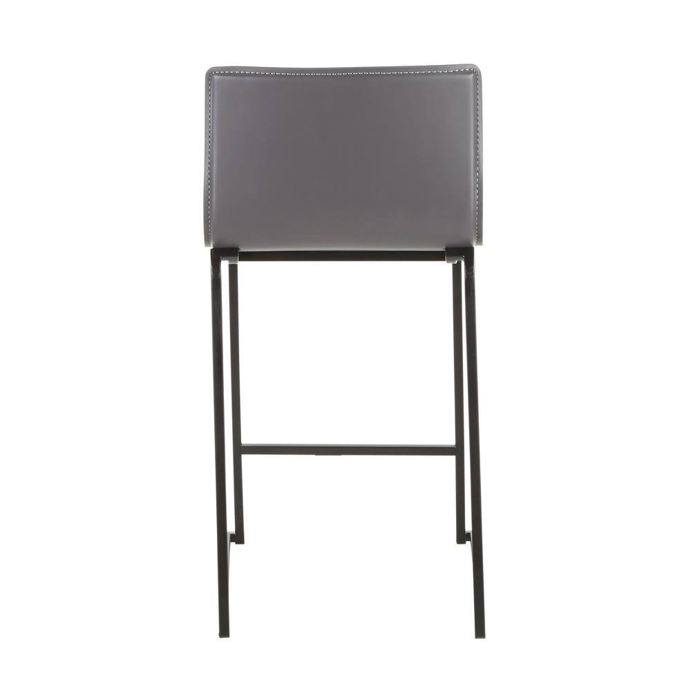 Modern Glam 26" Gray Faux Leather Counter Stool with Black Metal Base - Set of 2