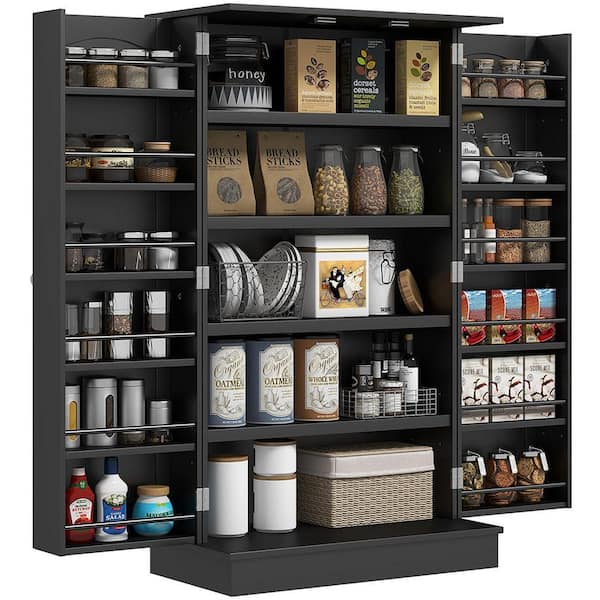 Black Pantry Organizer with Adjustable Shelves;Removable Shelves