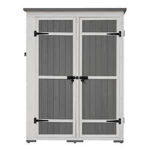 48.6 in. W x 19.6 in. D x 65.7 in. H wood Outdoor Storage Cabinet W/Waterproof Asphalt Roof Lockable Door White and Gray
