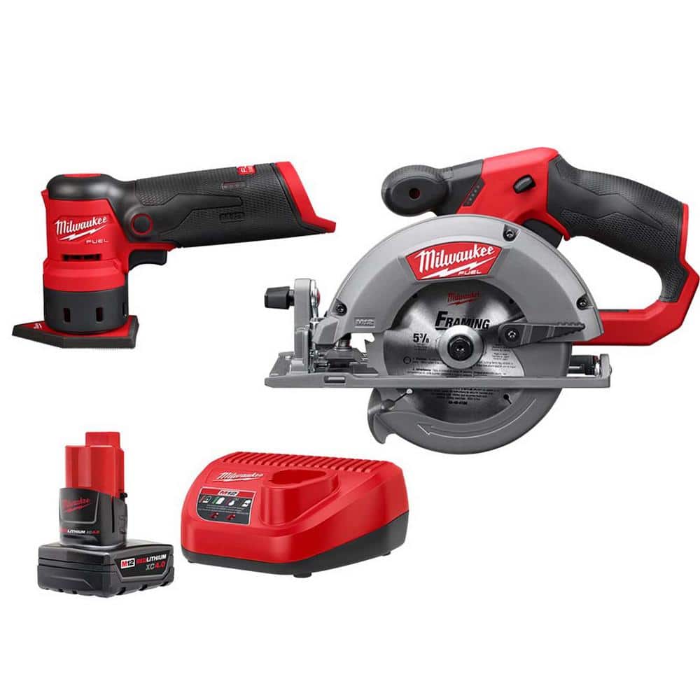 Milwaukee M12 FUEL 12Volt LithiumIon Brushless Cordless Detail Sander and M12 FUEL 53/8 in