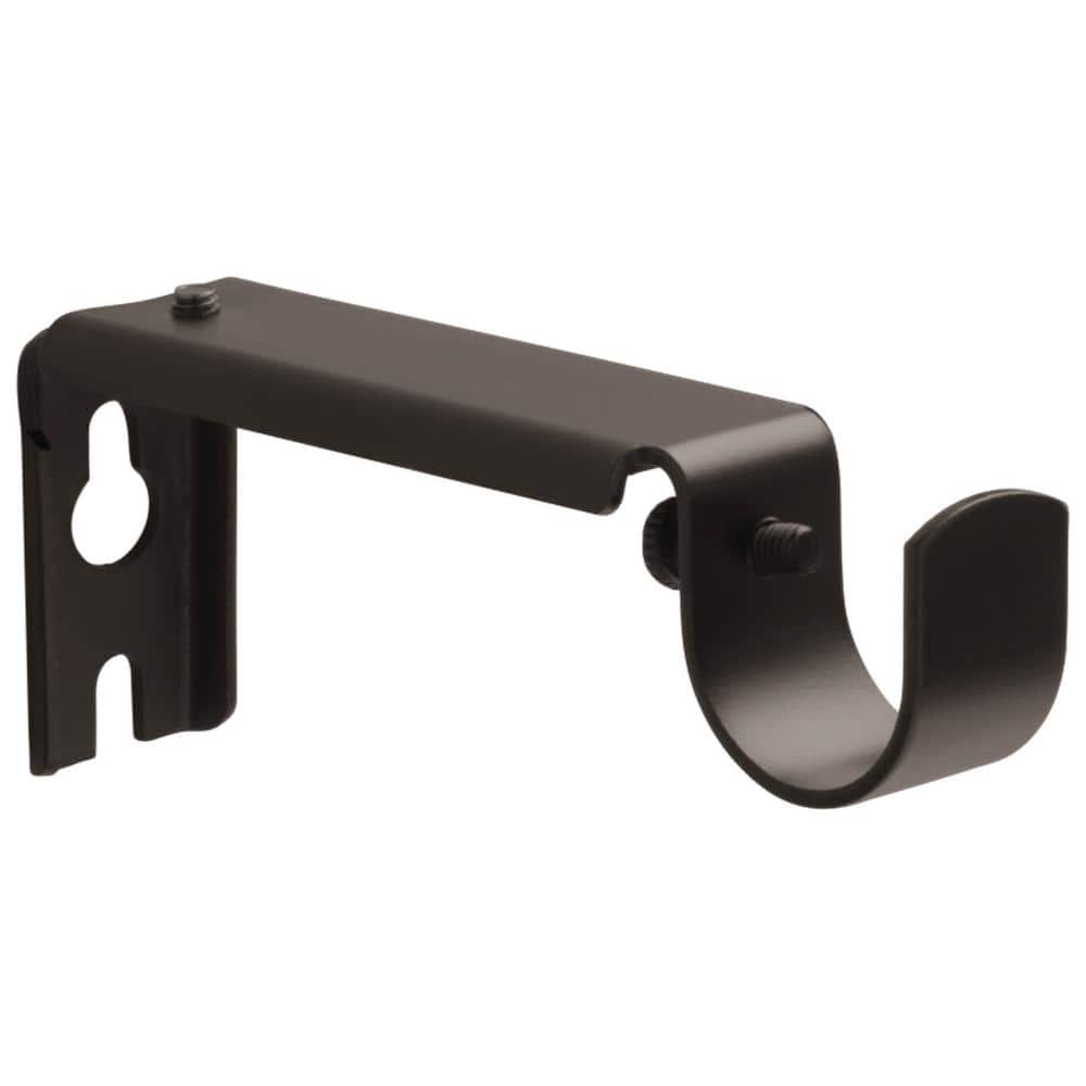 Oil Rubbed Bronze Steel Single 4 in. Projection Curtain Rod Bracket (Set of 2)
