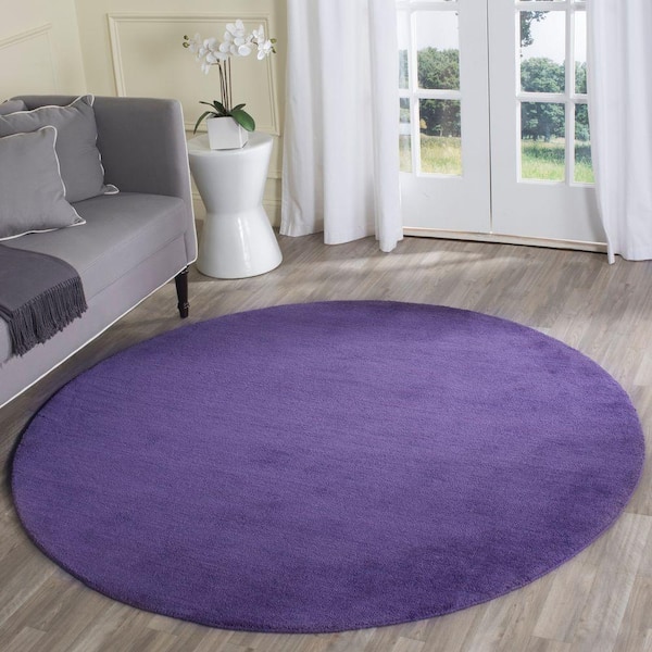 Himalaya Purple 8 ft. x 8 ft. Round Solid Area Rug