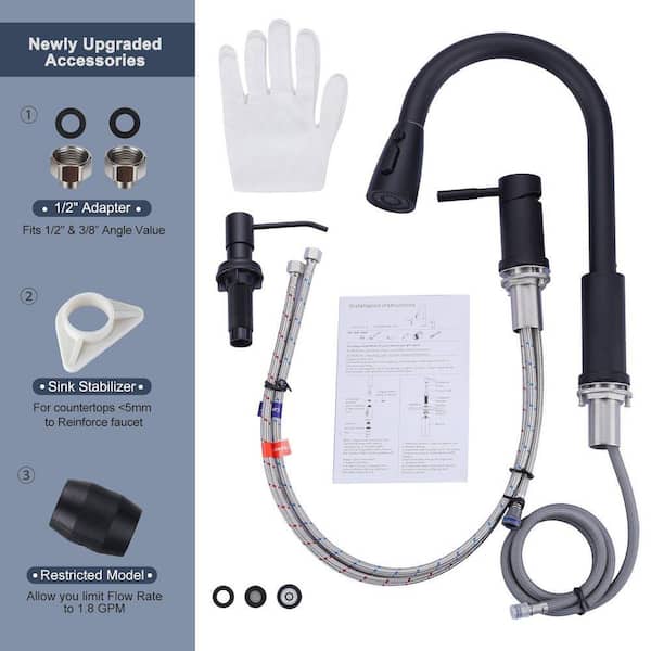 IVIGA Separate Single Handle 15 in. H Pull Down Sprayer Kitchen