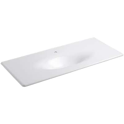 Iron/Impressions 49-5/8 in. Cast Iron Single Basin Vanity Top in White with White Basin