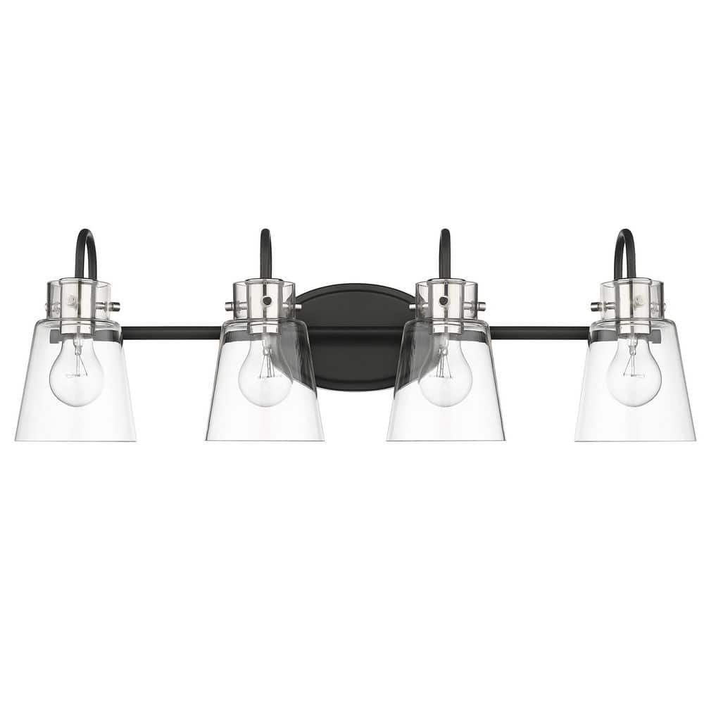 Bristow 28.5 in. 4-Light Matte Black and Polished Nickel Vanity Light with Clear Glass price history on PriceWatchPro
