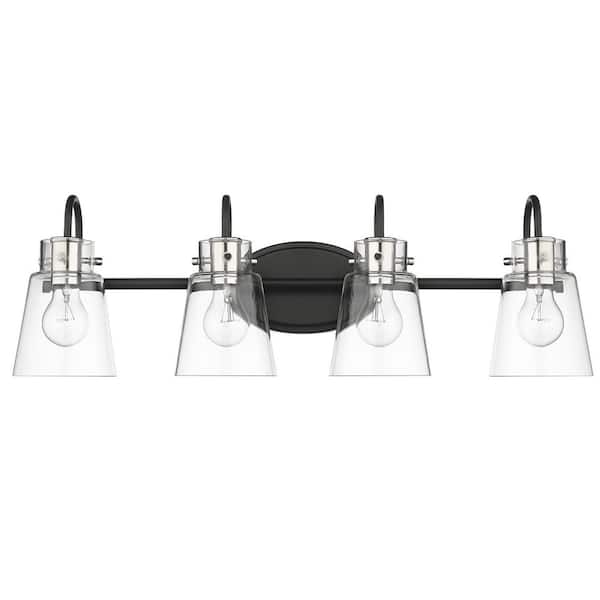 Acclaim Lighting Bristow 28.5 in. 4-Light Matte Black and Polished Nickel Vanity Light with Clear Glass