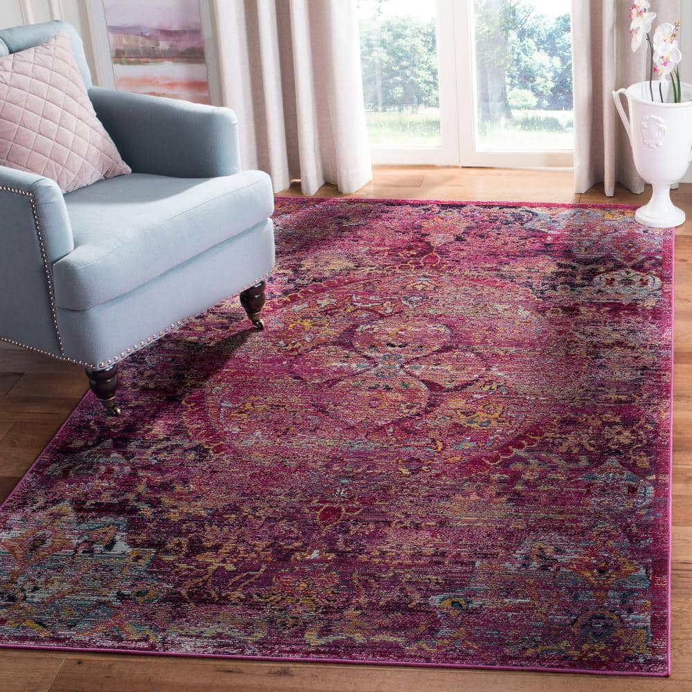 Reversible Fuchsia/Purple Synthetic 3' x 5' Area Rug