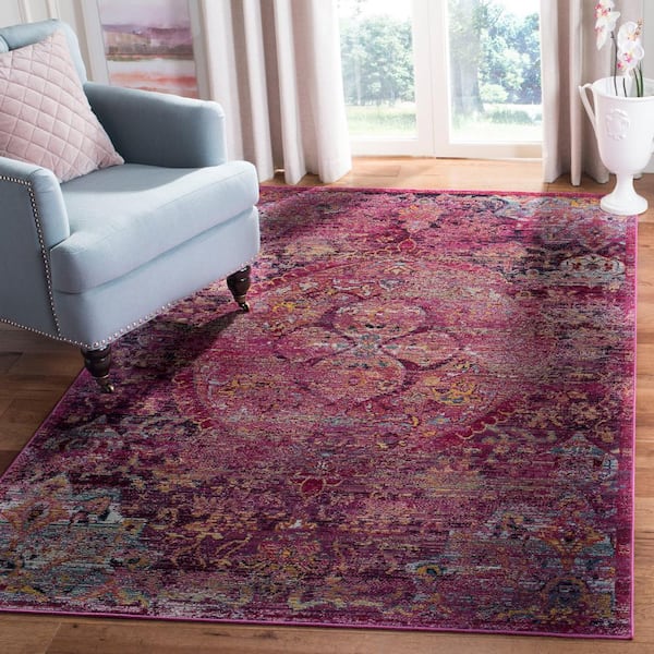 Crystal Fuchsia/Purple Doormat 3 ft. x 5 ft. Border Area Rug