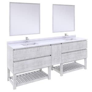Formosa 84 in. W x 20 in. D x 35 in. H White Double Sinks Bath Vanity in Rustic White with White Vanity Top and Mirrors