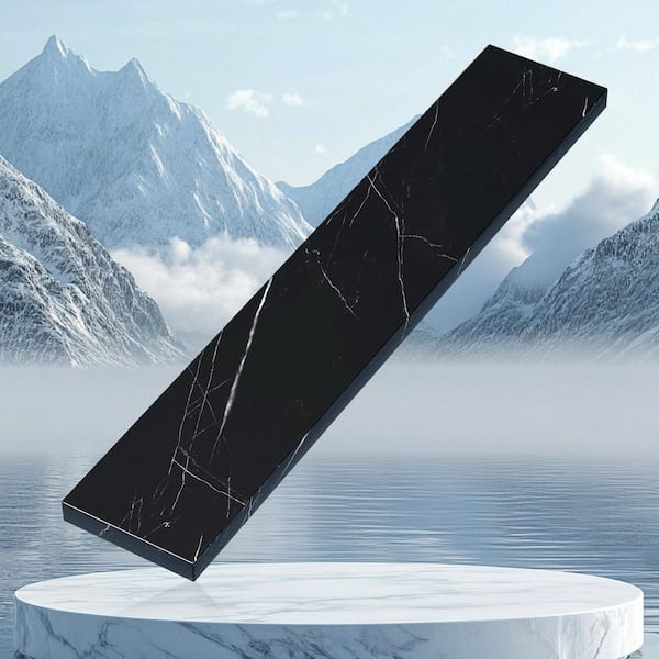 21 in. W Real Marble Vanity Sidesplash Bathroom Vanity Marble Side Splash in Marble Black