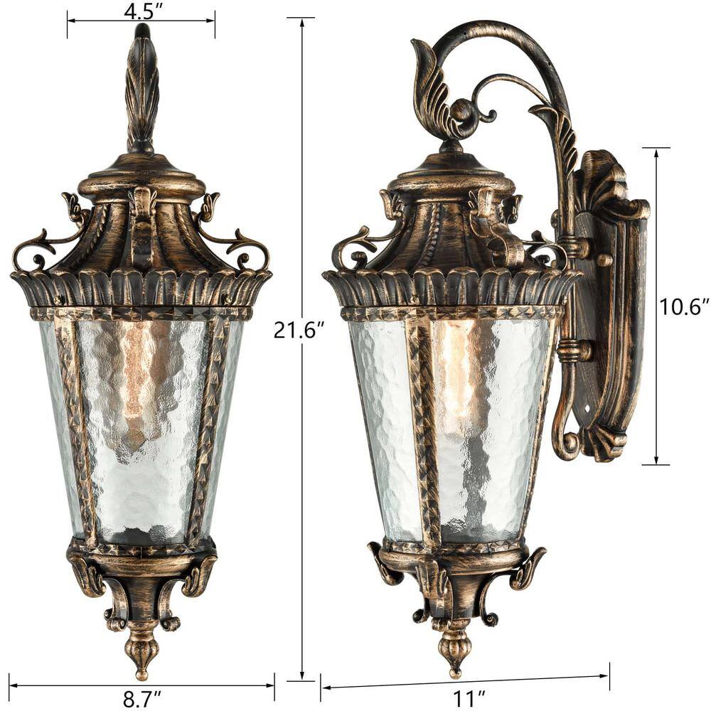 Antiqued Bronze Outdoor Sconce with Clear Water Glass Shade