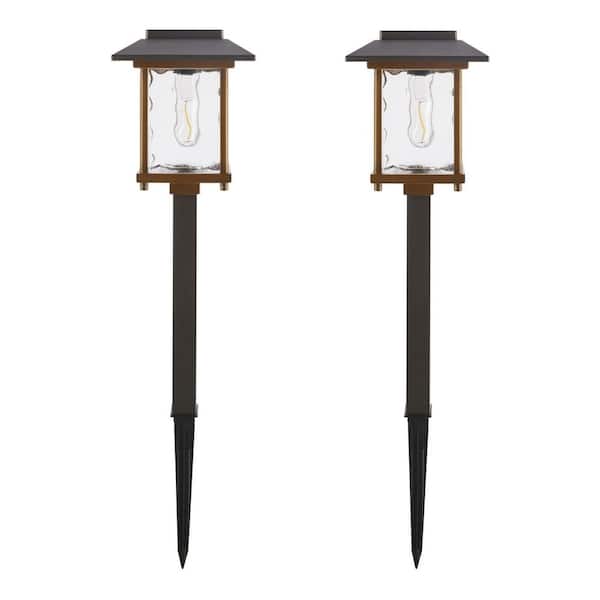 Parkwood 14 Lumen Bronze 2-Tone Finish LED Weather Resistant Outdoor Solar Path Light with Glass Lens (2-Pack)