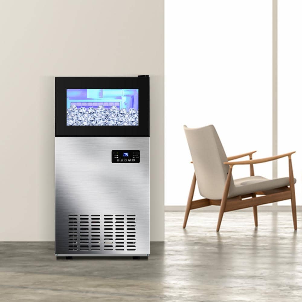 Stainless Steel 160 lb. Built-In Freestanding Ice Maker