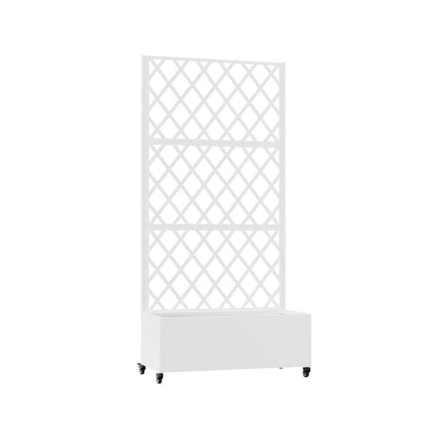 6 ft. H x 3 ft. W Metal Planter Box with Trellis White