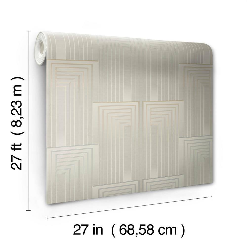 Taupe and Pearl Geometric Non-Pasted Washable Wallpaper