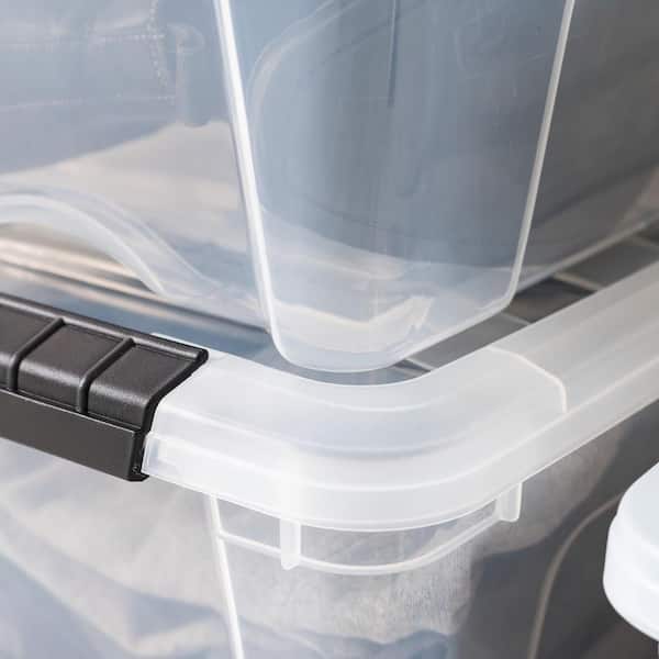 IRIS Stack & Pull Clear Plastic Storage Boxes with Gray Lid