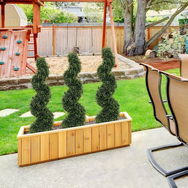 poetree 3 ft. Artificial Boxwood Spiral Topiary Tree Plant in Pot