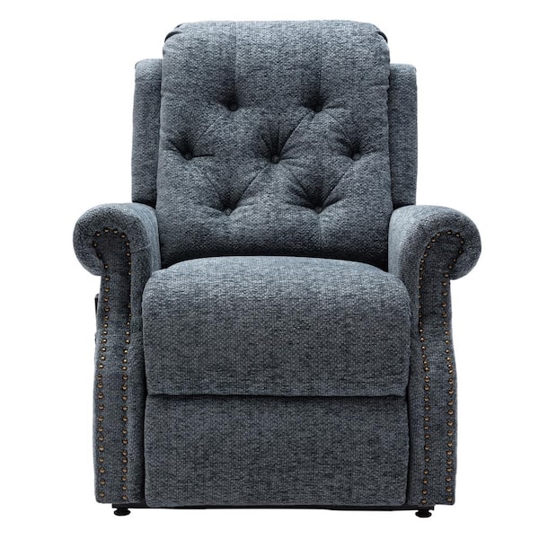 Clihome Knit Blue Fabric Power-lift Recliner with 8-Point Massage