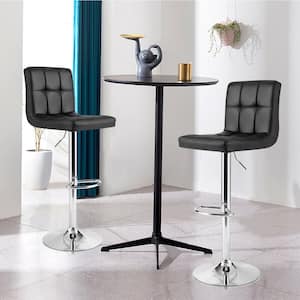 Black Adjustable Armless PU Leather Bar Stool Swivel Kitchen Counter Bar Chair