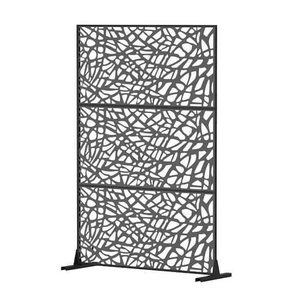JimsMaison 70.7 in. H Steel Garden Fence Freestanding Outdoor PrivacyScreen with Mesh Shape and Plastic Panels