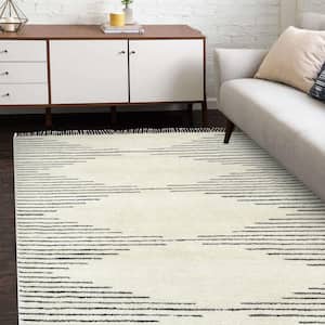 Bernie Bohemian Moroccan Parchment 8 ft. x 10 ft. Hand-Knotted Area Rug